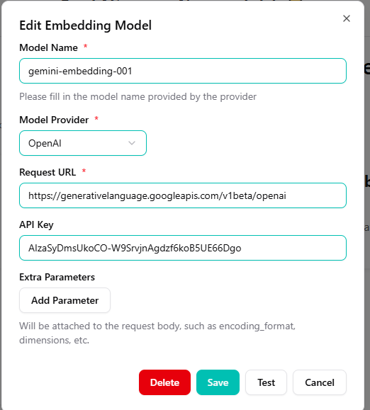 Configure Custom Embedding Model