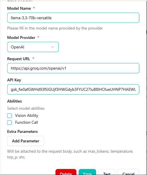 Configure LLM Model Details