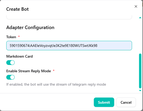 Configure Telegram Token